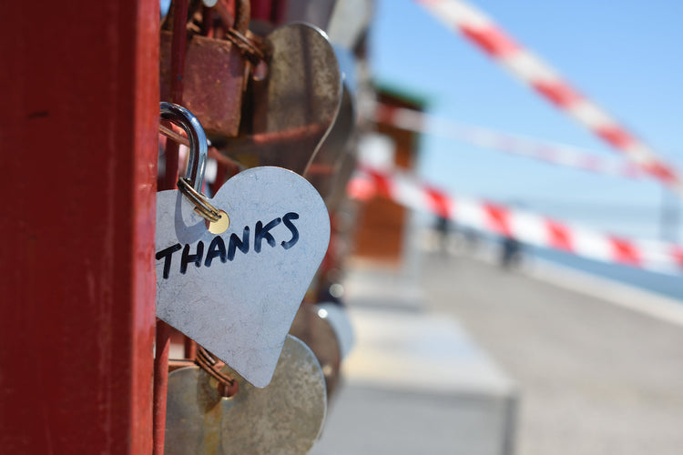 A thanks sign on a lock